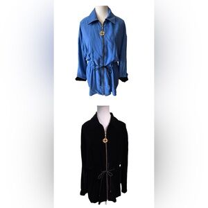 Vintage Worth NYC Reversible Velour Jacket Size Small Gold Zip 90s Quiet Luxury